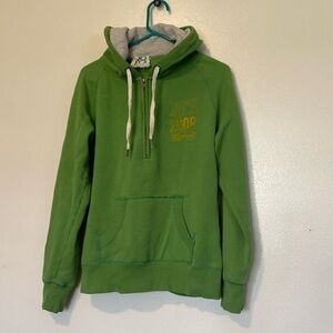 Blue 84 green hooded pocket long sleeve mid zip up sweatshirt large